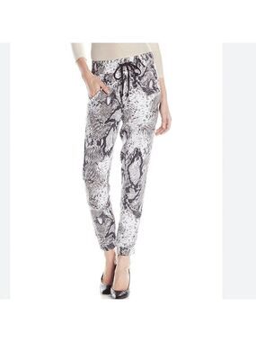 BB Dakota Casiana Joggers French Terry Black White Snake Print Size 0 NWT